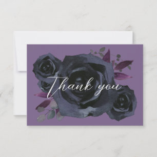 Carte De Remerciements Aquarelle Noir Rose Moderne Goth
