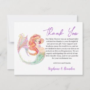 Carte De Remerciements Aquarelle océanique MERMAID MORTE