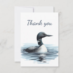 Carte De Remerciements Aquarelle Oiseau commun Loon Faune Nature Animal