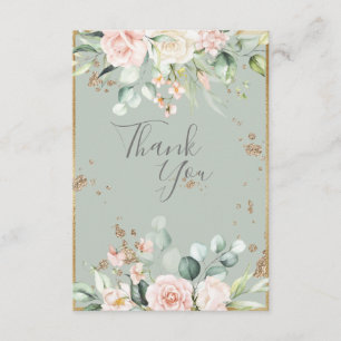 Carte De Remerciements Aquarelle or Mariage vert Sage Floral