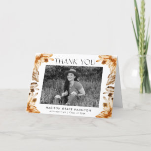 Carte De Remerciements Aquarelle orange cristaux photo Graduation