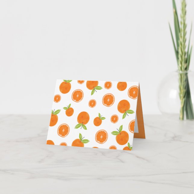 Carte De Remerciements Aquarelle Oranges agrumes tranches de fruits (Devant)