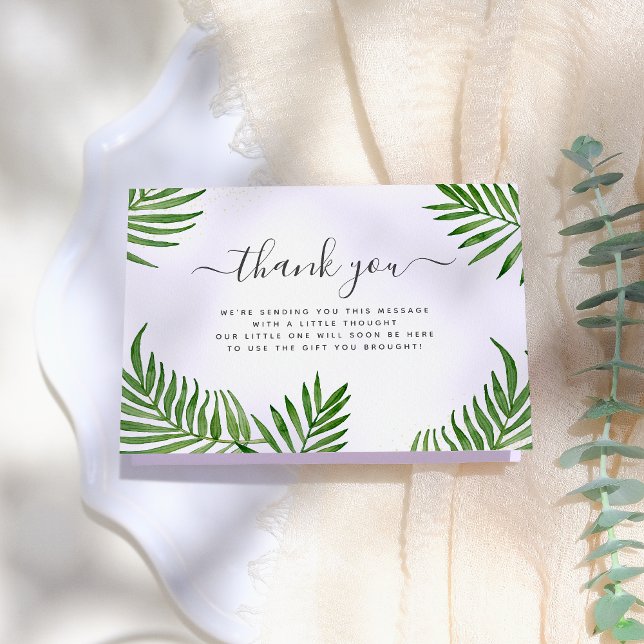 Carte De Remerciements Aquarelle Palm Feuilles et élégante calligraphie (Créateur téléchargé)