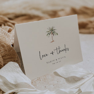 Carte De Remerciements Aquarelle Palm Tree Beach Mariage Photo