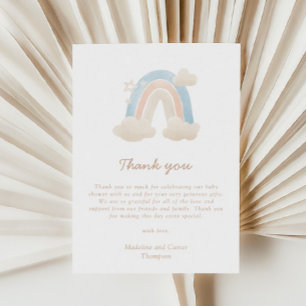 Carte De Remerciements Aquarelle Pastel Boho Baby shower arc-en-ciel