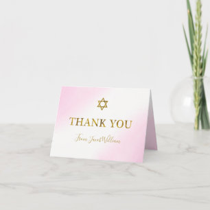 Carte De Remerciements Aquarelle Pastel Rose Gold Bar Mitzvah