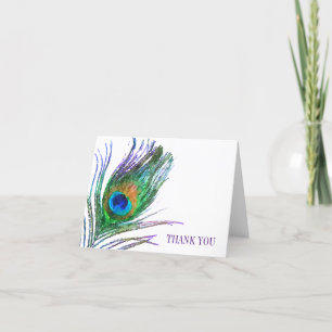 Carte De Remerciements Aquarelle Peacock Feather