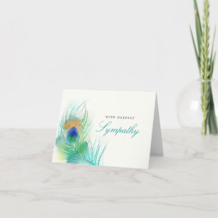 Carte De Remerciements Aquarelle Peacock Feather Sympathie