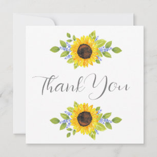 Carte De Remerciements Aquarelle peinte à la main Swag de tournesol