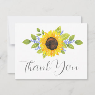 Carte De Remerciements Aquarelle peinte à la main Swag de tournesol