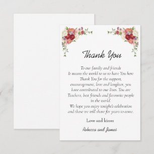 Carte De Remerciements Aquarelle Peony Floral fleurs Mariage
