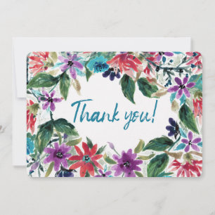 Carte De Remerciements Aquarelle perdue Fleurs peintes  
