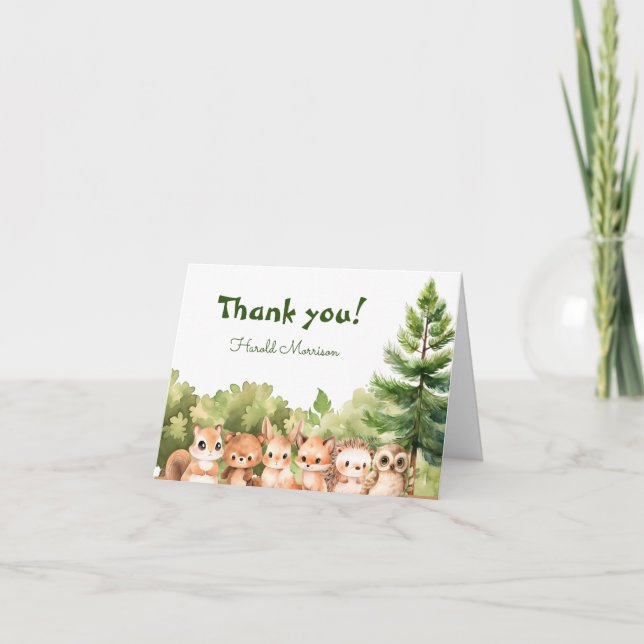Carte De Remerciements Aquarelle personnalisée Baby Boy Douche (Devant)