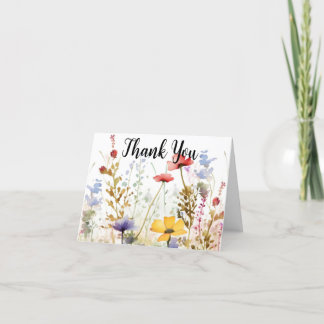 Carte De Remerciements Aquarelle personnalisée Floral moderne