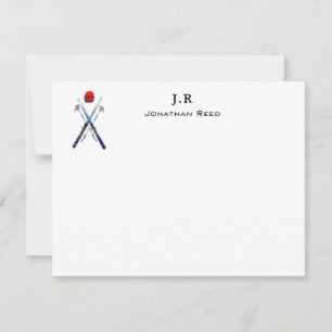 Carte De Remerciements Aquarelle personnalisée Gear de ski