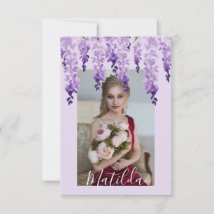 Carte De Remerciements Aquarelle photo Wisteria   BAT MITZVAH
