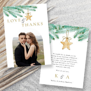 Carte De Remerciements Aquarelle Pine Boughs Mariage d'hiver Photo