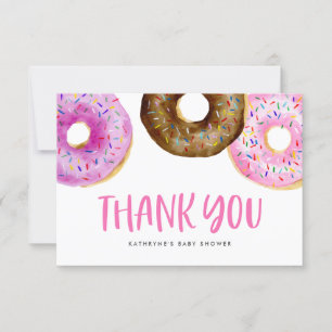 Carte De Remerciements Aquarelle Pink Donuts Baby Sprinkel