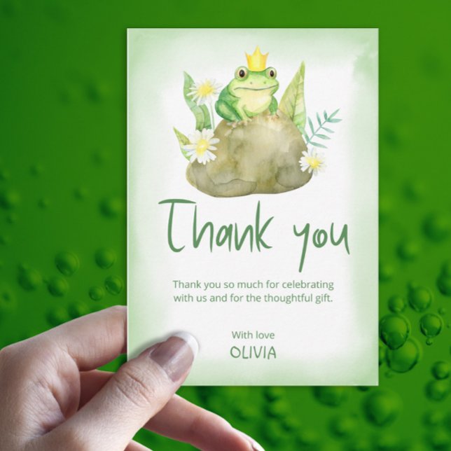 Carte De Remerciements Aquarelle Princess Frog Baby shower (Créateur téléchargé)