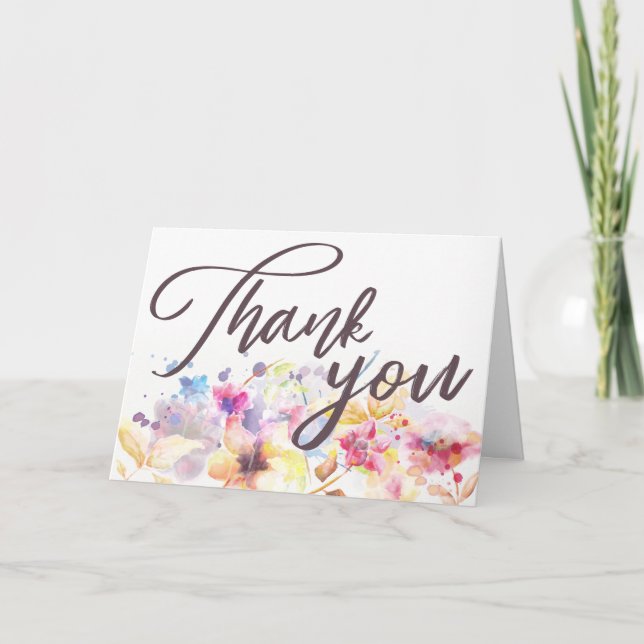 Carte De Remerciements Aquarelle printanière Pastel Floral | (Devant)