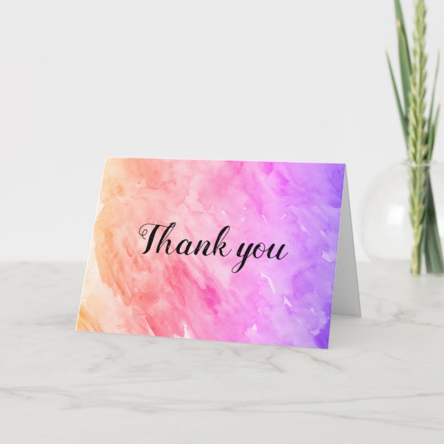 Carte De Remerciements Aquarelle Rainbow Gradient Peinture (Devant)