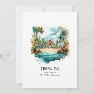 Carte De Remerciements Aquarelle République Dominicaine Destination Maria