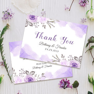 Carte De Remerciements Aquarelle romantique Pastel violet Floral