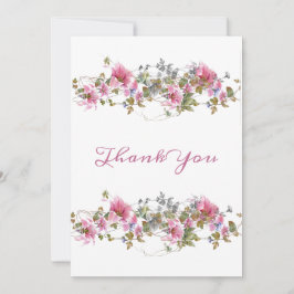 Carte De Remerciements Aquarelle romantique rose florale