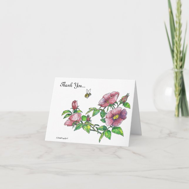Carte De Remerciements Aquarelle Rose Alaska Sitka Conçu (Devant)