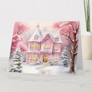 Carte De Remerciements Aquarelle rose Arrière - plan de Noël