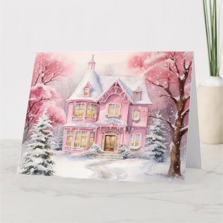 Carte De Remerciements Aquarelle rose Arrière - plan de Noël