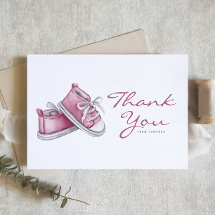 Carte De Remerciements Aquarelle rose Baby shower de bébés bonbons