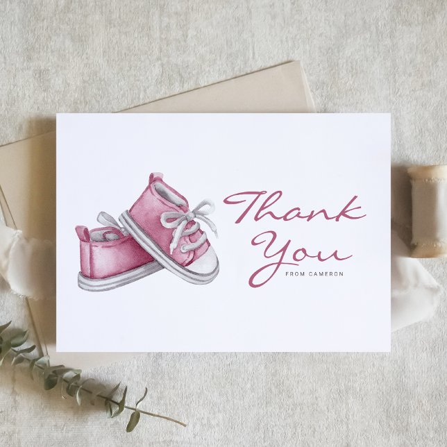 Carte De Remerciements Aquarelle rose Baby shower de bébés bonbons (Créateur téléchargé)