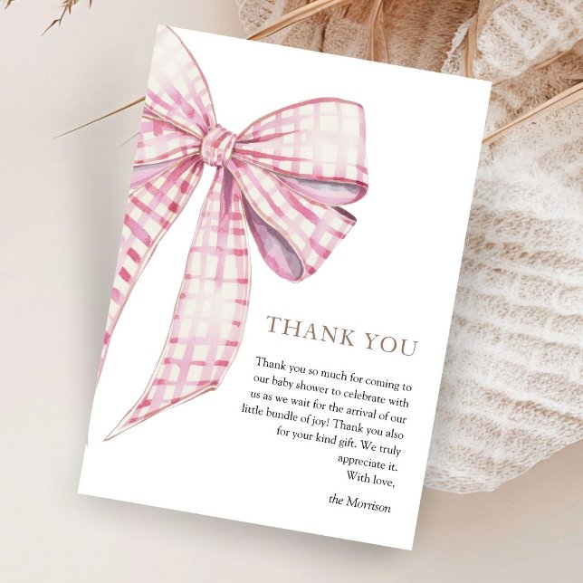 Carte De Remerciements Aquarelle rose Baby shower de la fille (Créateur téléchargé)
