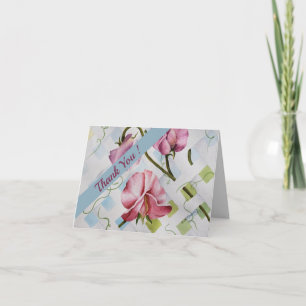 Carte De Remerciements Aquarelle rose de pois doux florale