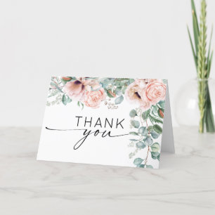 Carte De Remerciements Aquarelle rose Fête des mariées florale