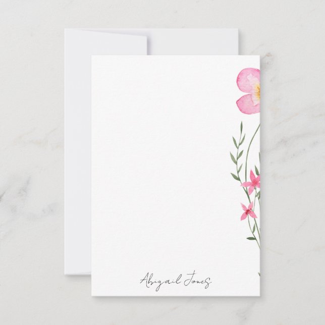 Carte De Remerciements Aquarelle rose Floral Personnalisé (Devant)