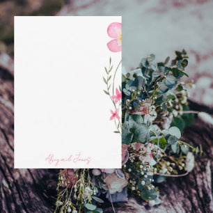 Carte De Remerciements Aquarelle rose Floral Personnalisé II
