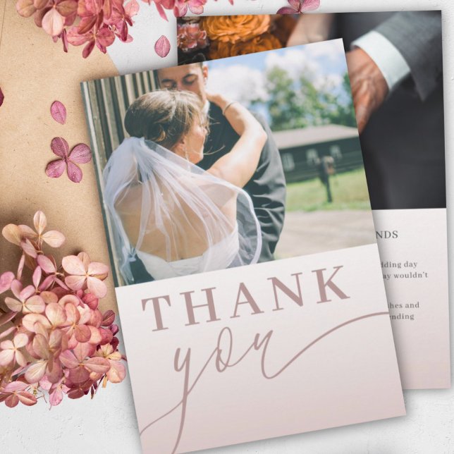 Carte De Remerciements Aquarelle rose moderne Mariage floral (Créateur téléchargé)