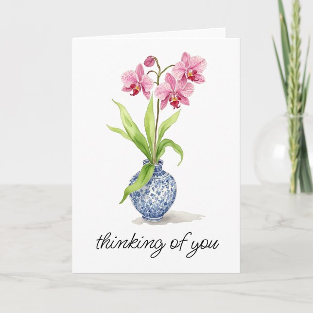 Carte De Remerciements Aquarelle rose orchidée Florale (Devant)