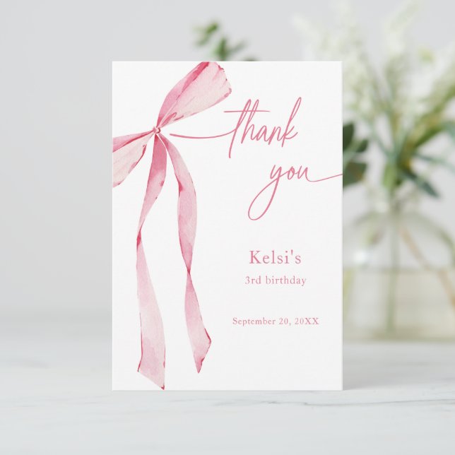 Carte De Remerciements Aquarelle rose pâle (Debout devant)