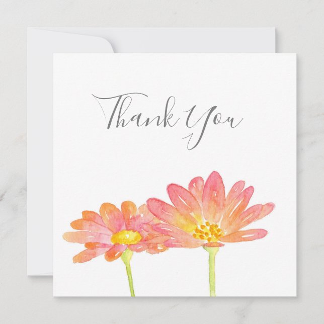 Carte De Remerciements Aquarelle rose pâle jaune marguis (Devant)