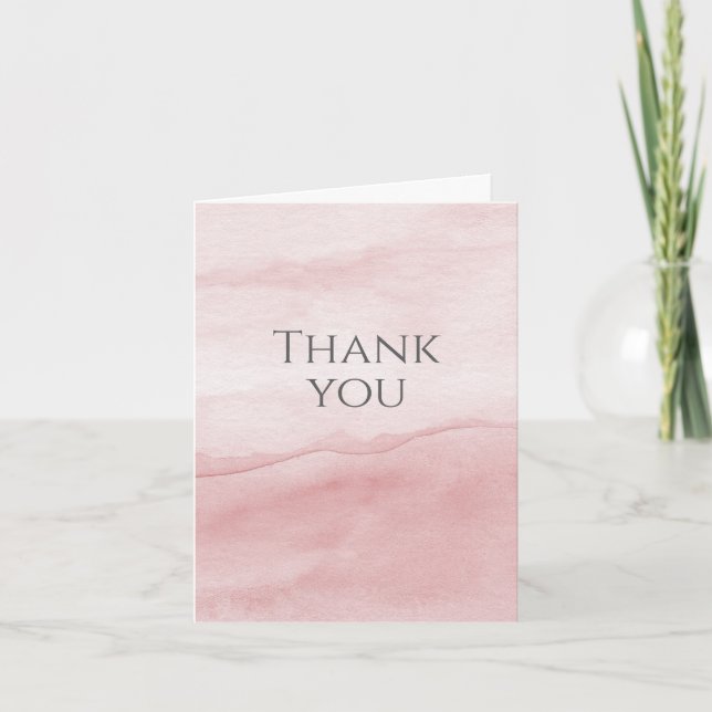 Carte De Remerciements Aquarelle rose pastel (Devant)