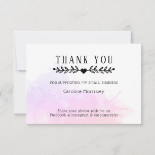 Carte De Remerciements Aquarelle rose pourpre