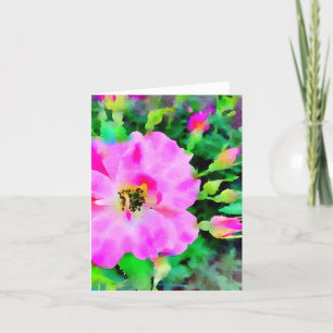 Carte De Remerciements Aquarelle rose pourpre des Roses d'été