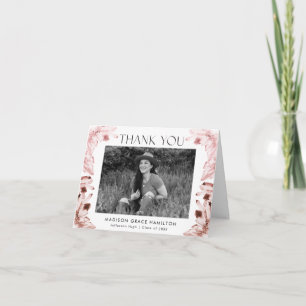 Carte De Remerciements Aquarelle Rose Quartz cristaux Photo Graduation