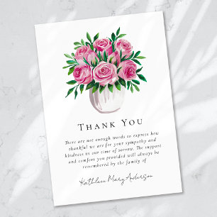 Carte De Remerciements Aquarelle Rose Sympathy funérailles