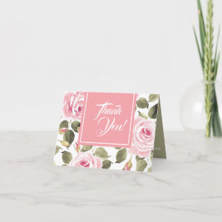 Carte De Remerciements Aquarelle Roses roses
