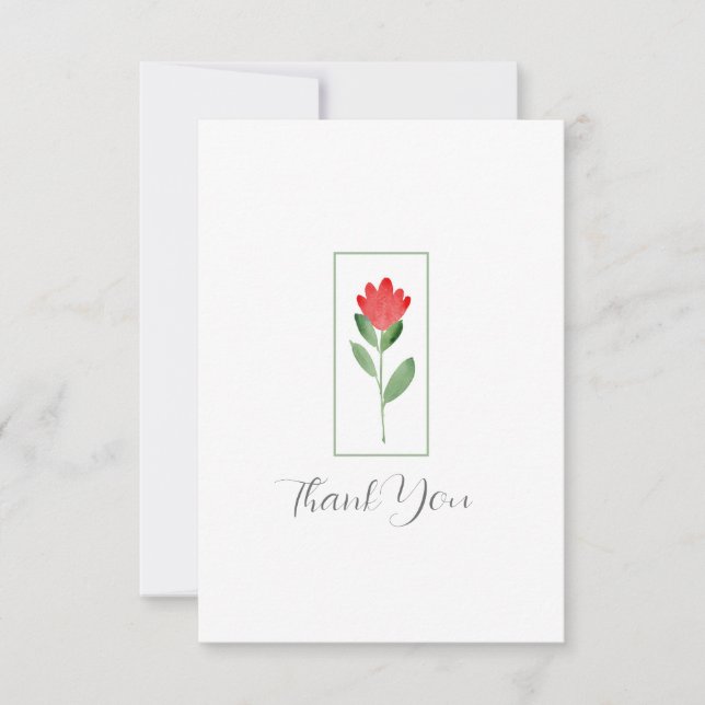 Carte De Remerciements Aquarelle rouge Fleur Abstraite (Devant)