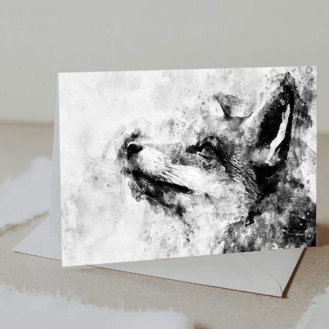 Carte De Remerciements Aquarelle rouge renard noir et blanc 01 (Créateur téléchargé)